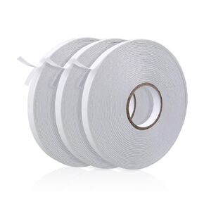 3 Rolls 160ft Long, 0.4in Wide White PET Double Sided Tape for Scrapbooking, High-Temperature Resistant and Sturdy Adhesive for Office and Home Use