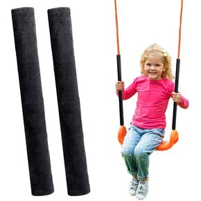 2 Pack Swing Chain Cover Set - Comfortable Swing Chain Handle Grip Sleeve for Playground - Swingset Accessories Swings Barrier Chain in Garden Backyard Patio Outdoor (Black x 2)