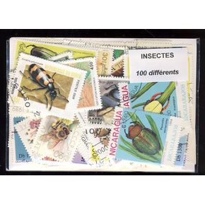 Motives 100 Various Insects Stamps (Stamps for Collectors) Invertebrates Other (Insects, Snails, Bees…)