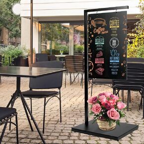 ORIENGEAR Chalkboard Signs with Stand, 43" x 19" Double-Sided Chalk Board, Chalk Board Sign Board with Accessories, Hanging Menu Board, Sandwich Board Signs Outdoor for Restaurant, Cafe, Wedding