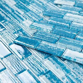 Glass Mosaic Tile Gradient Ddark Blue 12 x 12 Inch Glossy Glass Tile for Swimming Pool Backsplash Shower Waterline Fountain Spa Wall (5-Pack, 5 sq.ft.)