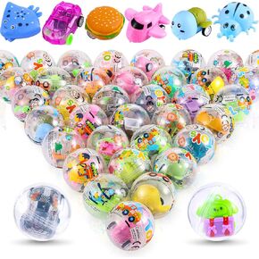 50 Pack Gumball Capsules Round Toy Contain Filled Toys Pull Back Cars for Claw Machine Gumball Capsules 2 Inches for Kindergarten Gift Christmas Easter Basket Stuffers Cute Egg