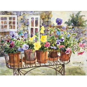 Ledgebay DIY Paint by Numbers Kit for Adults Unframed Canvas Beginner to Advanced Paint by Numbers Kit,Kits Include Acrylic Paint Set, Brushes & Tabletop Easel, (Rita Pansies 16"x20" Unframed)