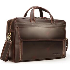 STAR VISTA Sforza Large 18" Laptop Messenger Bag, Leather Briefcase for Men, Business Travel, YKK Zippers and Brass Hardware