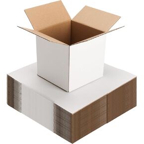 Exyglo 40 Pack 5x5x5 صناديق الشحن للأعمال التجارية الصغيرة ، مربع صغير من الورق المقوى المموج الأبيض للتعبئة والتغليف والبريد والتخزين