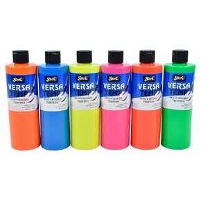 Sax Versatemp Tempera Paints, Assorted Fluorescent Colors, 6 Count (Pack of 1)- 1440727