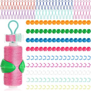 Acshio 200 Pieces Bobbin Thread Organizing Clips, Bobbin Clamps Holders Thread Buddies Set, Sewing Machine Quilting Supplies Sewing Products Thread Holder for Thread Spool Organizing