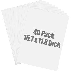 CYEAH 40 Sheets White Foam Sheets Crafts, EVA Foam Sheets DIY Handcraft Materials 1mm Thick 15.7 x 11.8 Inches White EVA Foam Papers for Card Making Crafting DIY Project Stamp Scrapbooking