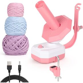 Katech Yarn Winder, Electric Yarn Ball Winder-Crochet Yarn Winder for Crocheting, Automatic Yarn Spinner for Arthritic Hands-Yarn Cake Winder with Strong Tension, Quick and Simple Setup (Pink)