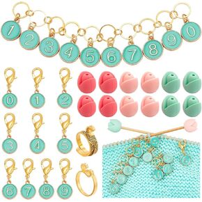 Nbeads 33 PCS Knitting Accessories Kit ، بما في ذلك سلاسل Sea Green Root Row Caint