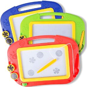 ArtCreativity Magnetic Doodle Board for Kids, Pack of 3, Travel-Friendly Drawing Pads with Magnet Pen and 2 Stampers Each, Preschool Learning Toys for Boys and Girls, Best Educational Toy Gifts