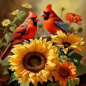 Acudotr Diamond Painting Kits for Adults, 5D DIY Cardinal Diamond Art Kits for Beginners, Full Drill Diamond Painting Kits for Home Wall Decor, Bird, 12x12 Inch