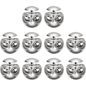 uxcell Spring Cord Lock End Toggle, 10Pcs Double Hole Spring Stopper Alloy Fastener Slider Toggles Clip for Drawstrings, Shoelaces, Bags (Bright Silver,17.6x19.6mm)