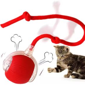 Interactive Pet Ball, Rechargeable Red Electric Cat Ball, Electric Rolling Pet Toy Ball for Engaging Cat Playtime-Fun, Durable Design for Active Pets. RED