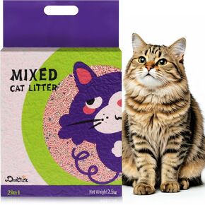 Mixed Cat Litter Fast Clumping,Flushable,Ultra Absorbent, 100% Natural Ingredients Litter,Water Dissolvable,Really Dust-Free,Low Tracking Bentonite Tofu Litter (Peach, 11 Pounds)