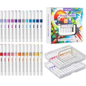 Linbsunne Paint Markers for Book Drawing, Coloring Illustrations, Ceramics, Card making, Note taking Planner,Set of 36 colors