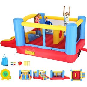 Whubefy Bounce House for Kids 3-6 Big Kids 8-12 w/Double Slide & Obstacle Course, 12 x 9FT Indoor/Outdoor Inflatable Jump 'n Slide with Large Bounce Area, Blow up Bouncer with Air Blower for Backyard