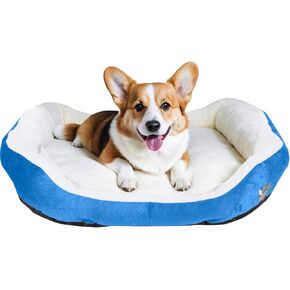 Round Dog Cat Beds Mattress Washable Pads Room, Soft Durable Plush Faux Fur Sleeping Pet Fleece Bed Mat for Small Doggy Kitten Puppy, with Anti-Slip Waterproof Bottom, Blue