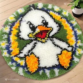 Veirousa Daisy Duck Latch Hook Kits للبالغين ، المبتدئين مسبقًا DIY مجموعة سجادة تربط المتقاطعة المتقاطعة ، مجموعة السجاد للديكور الهدايا عيد الميلاد 19.7x19.7 بوصة
