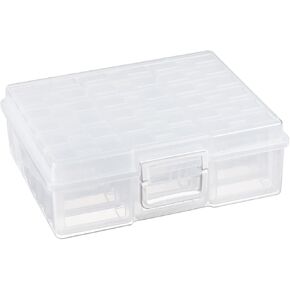 Naivees Photo Storage Case Storage Containers Box Main Organizer with Multiple Small Case Photo Keeper with Handle for Photos, Pictures and Sewing Supplies (Small - 18 Pack Clear)