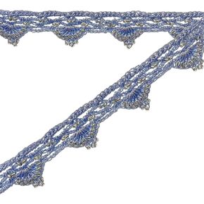 Expo Grace Crochet Beaded Trim-3/4 inch Wide x 18 inches Trim, Blue