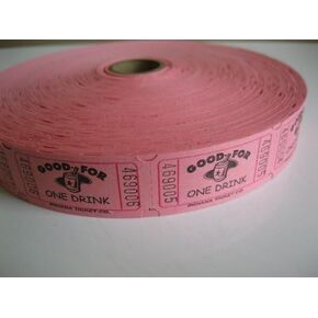 2000 Pink Good For One Drink Single Roll Consecutively Numbered Raffle Tickets