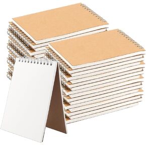 GINLANK 35 PCS A6 Sketchbook, Top Spiral Bound Sketchbook, Kraft Paper Cover Sketch Pad for Sketching Drawing Writing,120 Pages/60 Sheets