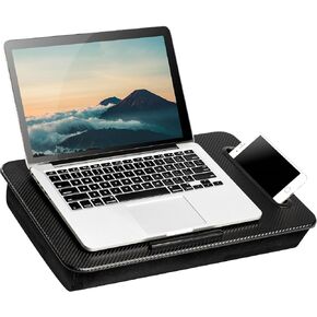 LAPGEAR Sidekick Pro Lap Desk with Device Ledge, Anti-Slip Strip and Phone Holder - Fits up to 15.6 Inch Laptops - Black - Style No. 44718
