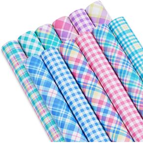 Whaline 12Pcs Easter Faux Leather Sheet Mixed Colorful Plaids Leather Fabric Synthetic Leather for Spring Holiday Birthday Baby Shower DIY Crafts Earring Hair Bow, 8 x 12 Inch