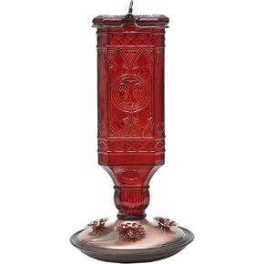 Perky-Pet 8116-2 Red Square Antique Bottle Glass Hummingbird Feeder