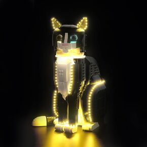 ضوء LED المتوافق مع L-E-G-O Tuxedo Cat ، فكرة هدية لمحبي الحيوانات الذين يمتلكون 21349 لا النموذج