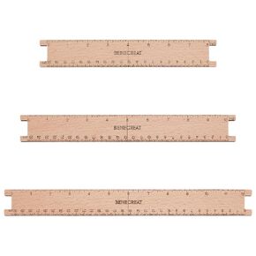 Benecreat 3pcs لوحة Wooden Floss Winder ، 8/10/12inch مستطيل الحكام أداة الخياطة أداة لخياطة أداة DIY رسم رسم مستلزمات القياس