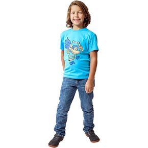 Dog Man Superhero Costume Boy's Blue Crew Neck Short Sleeve T-Shirt with Detachable Cape