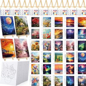 VioraWhite 30 Pack Pre Drawn Canvas for Painting 8" x 10" Drawn Canvas Paint Kit Pre Printed Canvases for Sip and Paint Party Favor DIY Birthday Gifts Adult's Date Night(Astronomical Landscape)