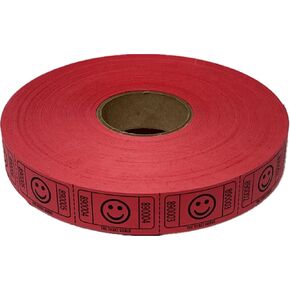 The Ticket Gurus-2000 Red Smile Tickets Single Roll Consecutively Numbered Raffle Tickets