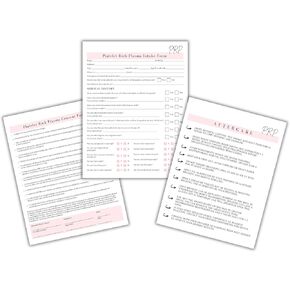 Platelet Rich Plasma Intake, Consent, and Aftercare Form | 75 Pack | 8.5 x 11" A1 Forms | Clients Signature | Client Forms Bundle | White and Pink Design