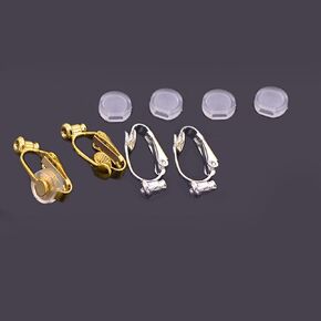 Earring Clip Backs Clip-on Earring Converter Components Findings with Post for None Pierced Ears Gold and Silver with Pads