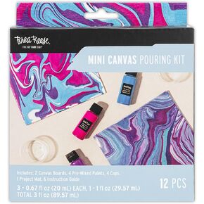 Acrylic Paint Pouring Kit - Holiday Wall Art - Customize 2 Mini Canvas Boards, DIY Art Set, All-in-1 Activity, Festive Adult Craft Project