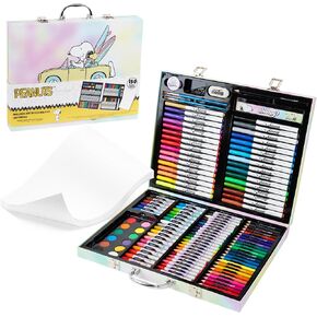 Peanuts Snoopy Colored Pencils Art Supplies Kids Drawing Kit School Supplies Painting Kit Girls Drawing Pencils Art Kit Travel Case with Crayons Arts and Crafts for Kids 4-12