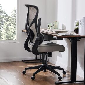 Ergonomic Office Chair - High Back Desk Chair with Up&Down Lumbar Support,Adjustable Headrest with Flip-Up Armrests,Swivel Computer Task Chair,Black