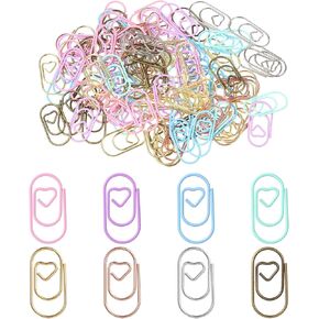 100 Pcs Heart Paper Clips Love Heart Shaped Small Paper Clips Metal Journaling Paper Clamps Color Decorative Paper Clips Cute Paper Clips for Women Paper Document Note Sorting and Organizing