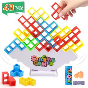 لعبة تكديس Tetra Tower Balance ، لعبة Building Balance Colls Board ، ألعاب Team Toys Build ، ألعاب عائلية 2+ للاعبين للأطفال ، البالغين ، الحفلات ، الفريق ، Travel-48 PCS
