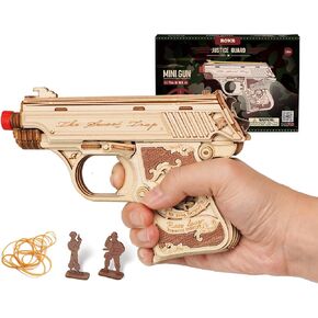 ROKR 3D Wooden Puzzles for Adults, 113 Pieces Rubber Band Mini Gun, Model Building Kit for Adults