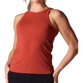 TAVI NOIR Women’s Rib Tank Top – High Neck, Racerback, Lightweight Workout for Barre, Small, Ebony