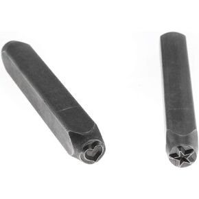 HJTOOK 2pcs Star+Heart Shape Metal Stamping Tool 6mm Electroplated Hard Carbon Steel Tools for Stamping Metal, Jewelry, Leather, Wood