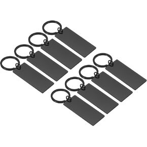 PATIKIL 8Pcs Metal Stamping Blanks, Metal Keychain Blanks Rectangle Stamping Tags Blanks Stainless Steel DIY Name Tag for Laser Engraving Keychain Couples, Black