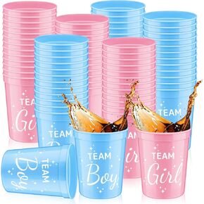 Pickmesh 48 PCS 16 OZ COUPS COUPS Bulk Bulk Contrable Confer Confer Beral Volleyball Designs Cups Pink and Blue Sport Drink Tumbler for Sport Thief Birthday Baby Baby Party Decorations (Gender Canner)