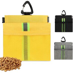 Dog Treat Pouch, Portable Pet Training Treat Bag, Canvas Hand Free Dog Walking Bag with Carabiner, Self-Closing Pet Feed Snack Reward Pocket, for Pet Walking, Travel or Outdoor Use (Grey)