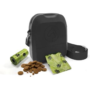 Silicone Dog Treat Pouch for Training with Dog Poop Bag Dispenser, Zipper Closure and Shoulder Strap Design,Dog Training Treat Bag, Puppy & Dog Training Walking