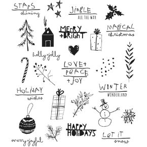 Stampers Anonymous Cling RBBR Stamp Set, Seasonal Scribbles